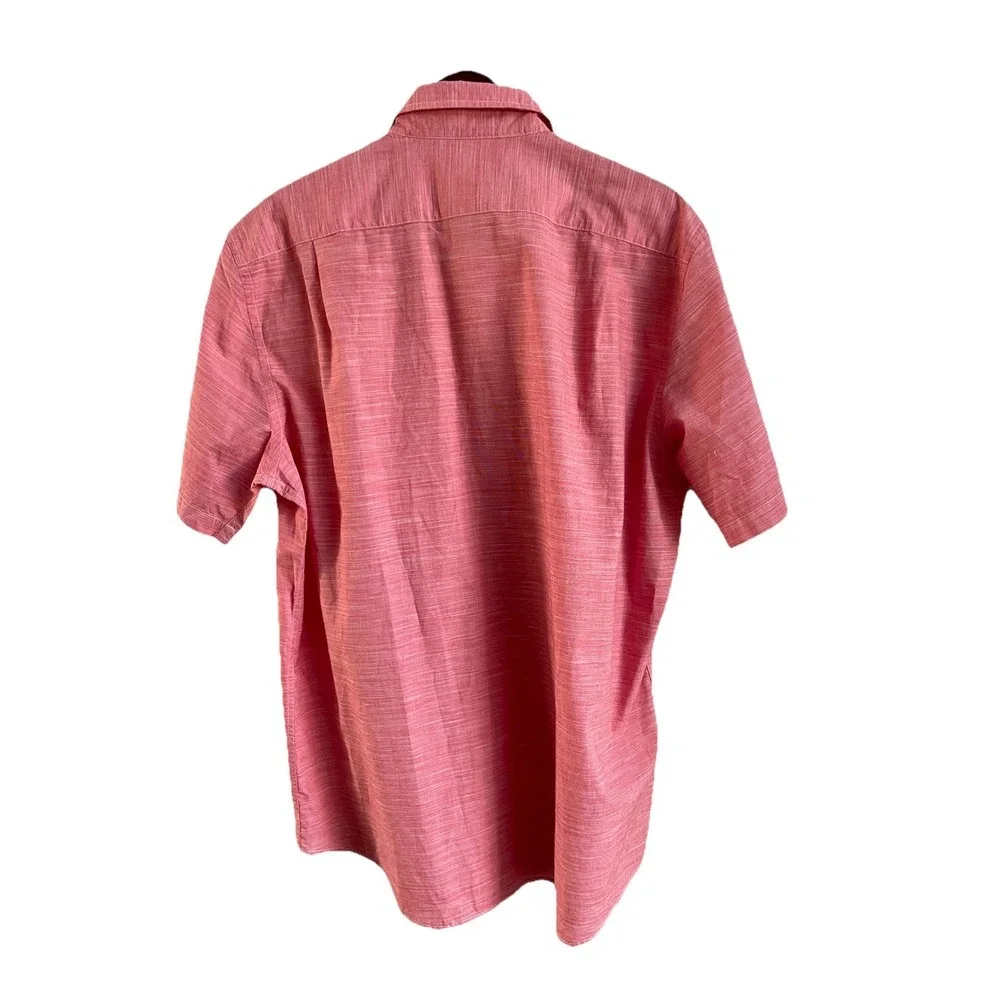 Scappino Italy Custom Fit Short Sleeve Button Up Men's Shirt Large Red Cotton